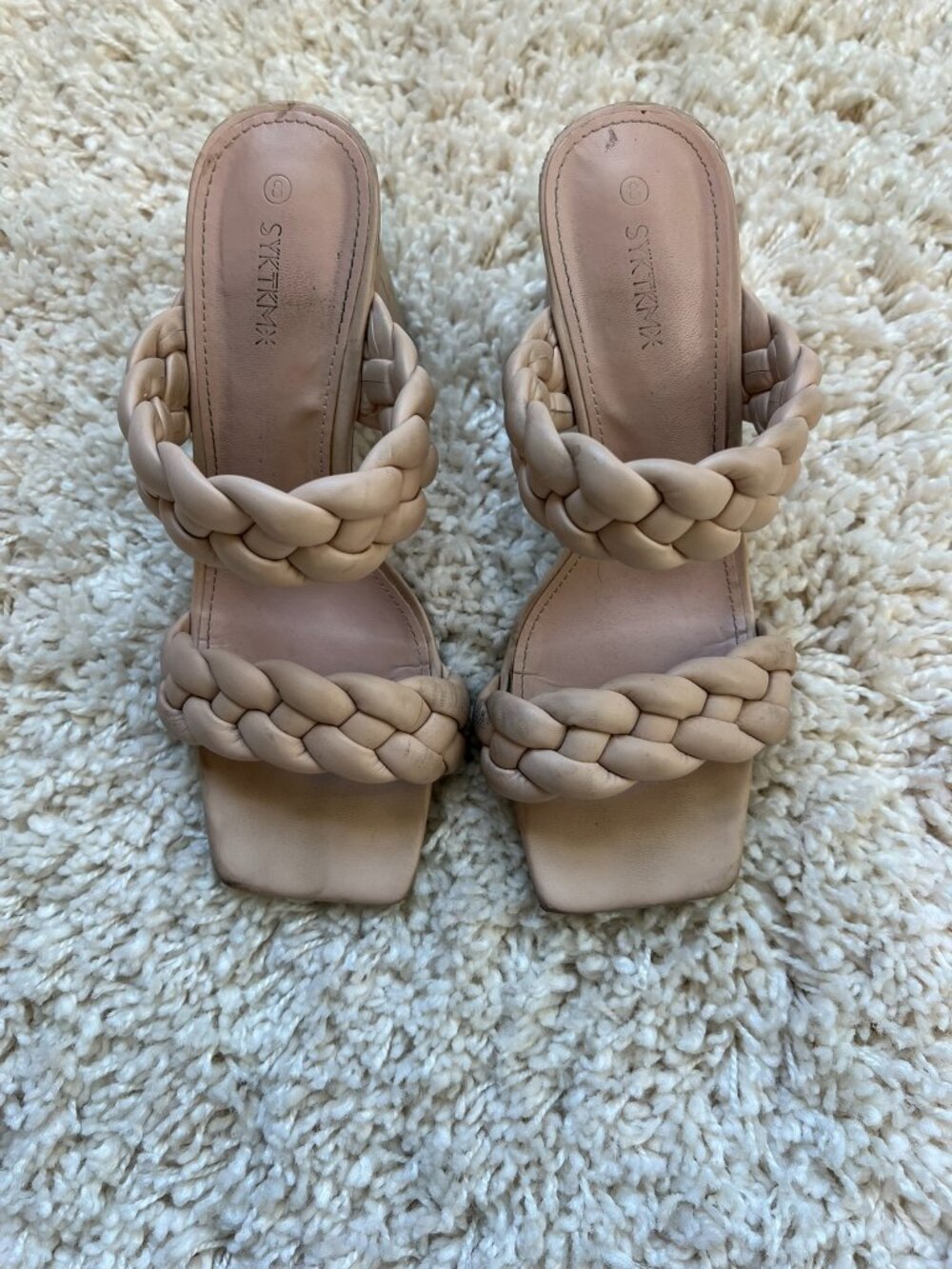 Syktkmx Slide Sandals Women's Tan Size 8 Classic Comfort Block Heel Slip-On